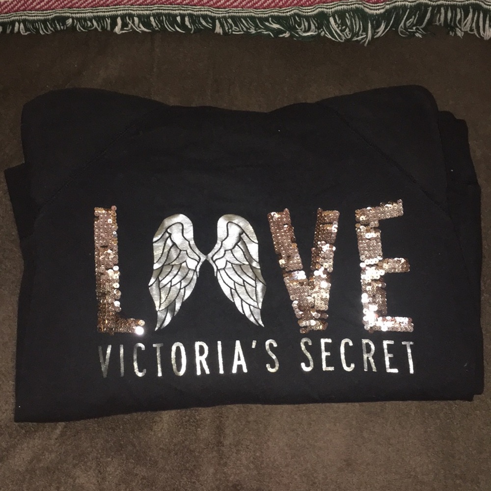 Black Victoria’s Secret Full-Zip Bling with Hood